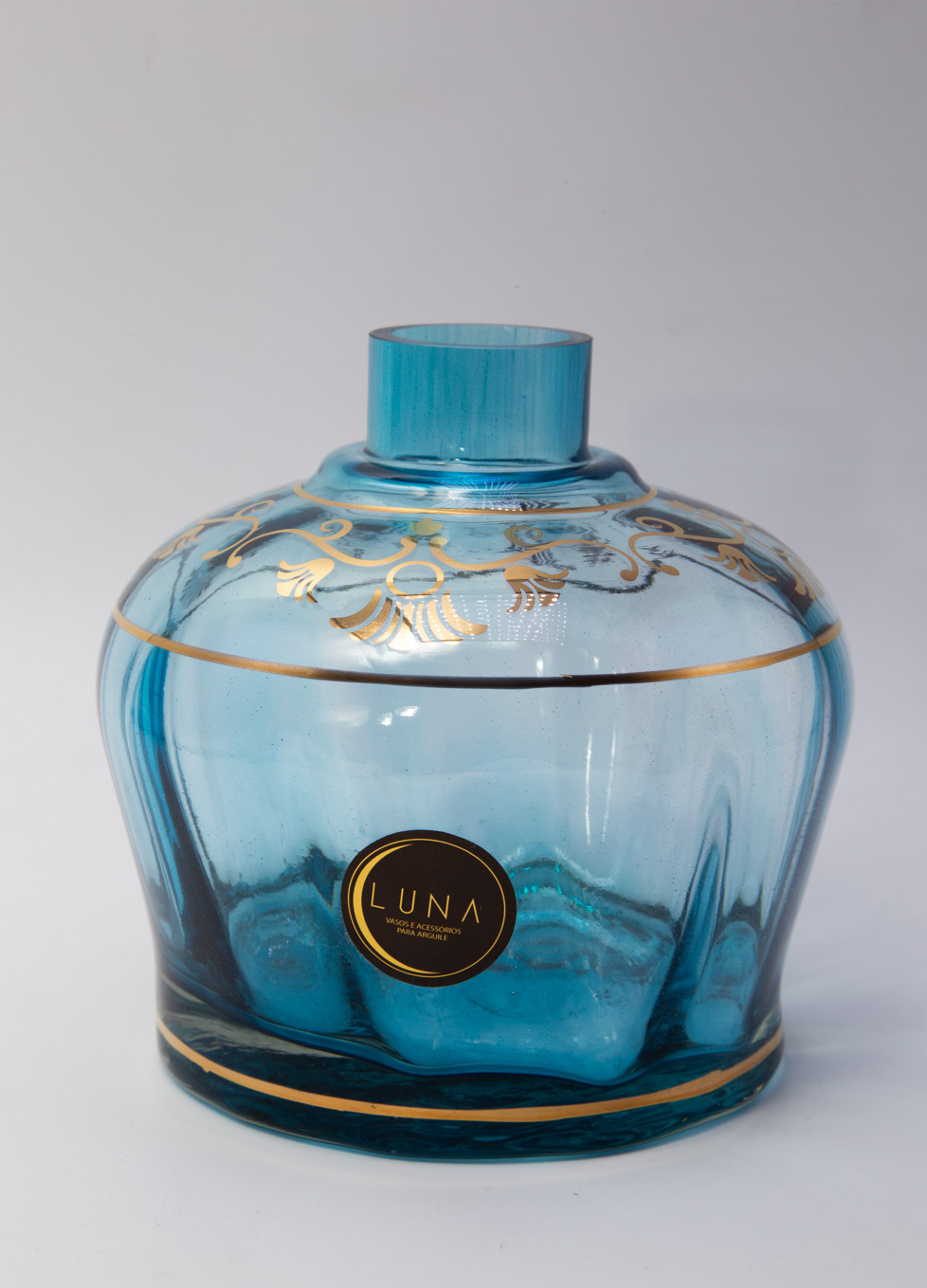 Vaso Luna Pump Azul com Dourado